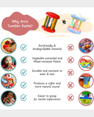 Ariro Wooden Rattle - Small Tumbler Red
