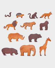 Ariro Wooden Wild Animals (Set of 12) For Kids in Qatar