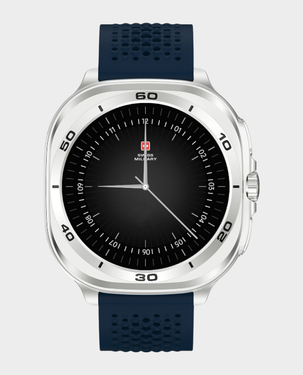 Swiss Military DOM 7 Smart Watch (Silver Frame with Blue Silicon Strap) in Qatar