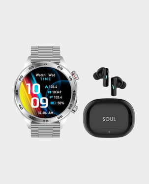 X.Cell Elite 5 Smart Watch Silver + X.Cell Soul 16 Pro Stereo Earbuds in Qatar