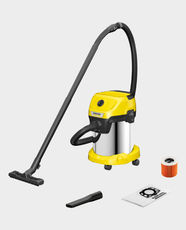 Karcher WD 3 S Wet and Dry Vacuum Cleaner | 1000 W | Stainless Steel Container | 4 Meter Power Cable | V-17/4/20 - Yellow