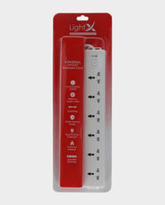 LightX Power Extension 6 Socket | 5m Cable Length | 2500W Power | 100% Pure Copper Cable | Child Protection Design | LX-1K6-5M - White