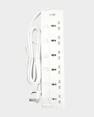 LightX Power Extension Socket | 6 Universal Outlets with Individual Switches | 3m Cable Length | 3250W 13A Max Power | Surge Protection | Child Safety Design | SLX-1K6-3M - White