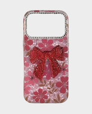 Fancy Red Bow Cherry Blossom Back Case for Apple iPhone 17 Pro - Pink