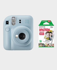Fujifilm Instax Mini 12 Instant Camera With Film | Automatic Exposure Control | Built In Flash With Auto Light Adjustment | 60 mm f/12.7 Lens | Programmed Electronic Shutter 1/2 To 1/250 Sec | Close Up Mode - Pastel Blue