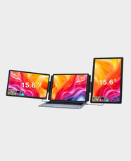 EpicArma S9H Portable Triple Monitor for Laptops | 15.6 Inch FHD IPS Triple Display | 1920×1080 | USB-C & Mini HDMI | Plug & Play | Foldable Laptop Screen Extender - Black