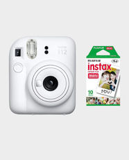 Fujifilm Instax Mini 12 Instant Camera With Film | Automatic Exposure Control | Built In Flash With Auto Light Adjustment | 60 mm f/12.7 Lens | Programmed Electronic Shutter 1/2 To 1/250 Sec | Close Up Mode - Clay White