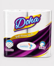 Doha Toilet Rolls 3 Ply | 150 Sheets Per Roll - (Pack of 8)