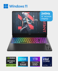 HP Omen Max Gaming Laptop 16-AH0008NE | 16-Inch WQXGA 240Hz Display | Intel Core Ultra 7 255HX | 32GB RAM | 1TB SSD | NVIDIA GeForce RTX 5070 12GB Graphics | RGB Backlit Keyboard | Windows 11 Home | BE7D5EA - Shadow Black