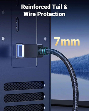 Ugreen CAT-8 Shielded Round Braided Cable Modular Plugs | Shielded Braided 1m | 40Gbps 2000Mhz High Speed | NW153-1M-BLK - Black