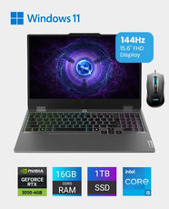 Lenovo LOQ 15IAX9 Gaming Laptop With M100 RGB Mouse | 15.6-Inch FHD 144Hz IPS Display | Intel Core i5-12600HX | 16GB RAM | 1TB SSD | NVIDIA GeForce RTX 3050 6GB | Windows 11 Home | English/Arabic Keyboard - Luna Grey