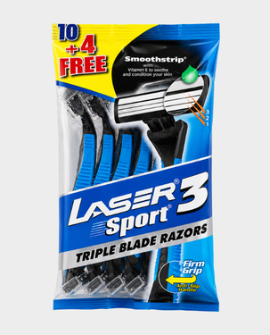 Buy Laser Sport 3 Triple Blade Disposable Razors - Pack of 14 (10+4) in ...