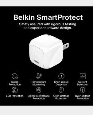 Belkin BoostCharge Compact Charger | 30W | USB-C Cable | WCA008DQ1MWH-B6 - White