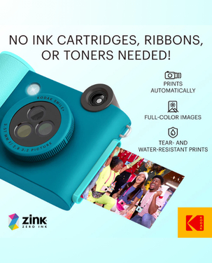 KODAK Smile+ Wireless Digital Instant Print Camera with Effect-changing Lens - Blue