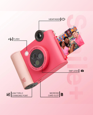 KODAK Smile+ Wireless Digital Instant Print Camera with Effect-changing Lens - Fuchsia
