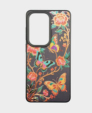 Fancy Butterfly Floral Art Back Case for Samsung Galaxy S25 Ultra - Black