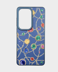 Fancy Jewel Chain Design Back Case for Samsung Galaxy S26 Ultra - Navy Blue