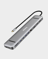 Mowsil 13-in-1 USB-C Docking Station | Dual 4K HDMI & DisplayPort | 100W USB-C Power Delivery | 4 × USB 3.0 5Gbps | SD/MicroSD Card Reader | 3.5mm Audio Jack | Aluminum Alloy Body | MODC13 - Metalic Grey