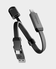 Energea Sheath Key 2-In-1 USB-C To USB-C and USB-A Cable | 15cm Cable Length | 60W Fast Charging | 480Mbps Data Transfer | Interchangeable Connectors | Metal Alloy Casing - Gunmetal