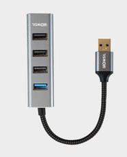 Mowsil 4 Port USB Hub | 1 × USB 3.0 + 3 × USB 2.0 Ports | 5Gbps High-Speed Data Transfer | Premium Aluminum Alloy Housing | Plug and Play | Windows/ Mac/ Linux and Android Compatible | MOUHB31 - Metalic Grey