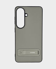 X-Level Pure Ease Stand Case for Samsung Galaxy S26 | Leather-Style Finish | Raised Camera Protection | Comfortable Grip | Built-in Foldable Kickstand | Slim and Lightweight - Gray