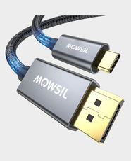 Mowsil USB-C to DisplayPort Cable | 2m Length | 4K@60Hz and 2K@144Hz Resolution | Thunderbolt 3 and 4 Compatible | 24K Gold-Plated Connectors | Zinc Alloy Housing | Nylon Braided Cable | MOCDP2 - Grey