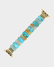 Cape Diablo Turquoise Earth Stretch Apple Watch Strap | Jasper & Copper Material | Stretchable Handmade Design | Large 6.5 - 7.0 Inch Fit | Compatible with 38 - 45mm Apple Watch | AWSLTUREARTH
