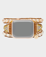 Cape Diablo Graceful Freshwater Pearl Apple Watch Strap | Freshwater Pearl & Stainless Steel Materials | Handmade Design | One Size Fits All 5.5 - 7.2 Inches | Compatible with 38 - 45mm Apple Watch | AW3GFPEARL