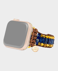 Cape Diablo Hushed Seas Lapis Apple Watch Strap | Lapis Lazuli, Jasper & Stainless Steel | Handmade Design | One Size Fits All 6.0 - 10.5 Inches Adjustable | Compatible with 38 - 45mm Apple Watch | AW1HUSHEDSEAS