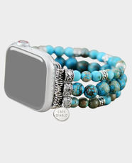 Cape Diablo Imperial Jasper Stretch Apple Watch Strap | Jasper & Stainless Steel Materials | Handmade Design | Large 6.5 - 7.0 Inch Wrist Size | Compatible with 38 - 45mm Apple Watch | AWSLTURQIMP - Turquoise