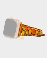 Cape Diablo Tropical Jasper Apple Watch Strap | Jasper, Metal Chain & Zinc Alloy Materials | Handmade Design | One Size Fits All 6 - 10.5 Inches Adjustable | Compatible with 38 - 45mm Apple Watch | AW1TROPICALJASP