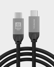Mowsil USB-C Video Cable 4K | 5m Length | 4K@60Hz / 8K@30Hz Video Output | 20Gbps Transfer Speed | 100W PD Fast Charging | Braided Design | Data Transfer, Charging, Display and Docking | MOUC325 - Grey