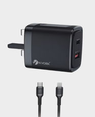NYORK Prime Series Home Charger | 38W Fast Charging | USB-C + USB-A Dual Ports | GaN Technology | Type-C to Lightning Charging Cable Included | Universal Voltage - Black