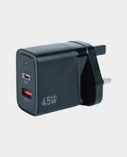 NYORK Prime Series GaN 45W Home Adapter | USB-C Power Delivery | 45W Super Fast Charging | USB-C and USB-A Ports | GaN Technology | Universal Power Adapter | Compact Design - Black