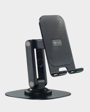 NYORK Prime Series Table Top Phone Holder | 360° Rotation | Adjustable Phone Stand | Foldable Desktop Holder | Multi-Angle Viewing | Stable Base Design | Universal Smartphone Compatibility - Black