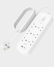 Belkin 6 Outlet Surge Protector | 18W USB-C PD and USB-A Fast Charging Ports | 6 AC Outlets | 2m Power Cord | 650J Surge Protection | Wall-Mountable Design - White
