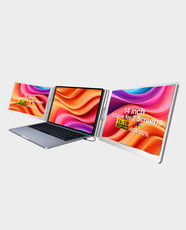 EpicArma S688 Pro Portable Tri-Screen Monitor for Laptops | 14 Inch FHD IPS | Triple Laptop Screen Extender | 100% sRGB | 360° Adjustable Display - Gray