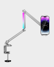 Porodo Multi-Joint Aluminum Desk Mount for Phone and Tablet | 4-12.9 Inch Device Compatible | 360° Flexible Viewing Angle | RGB Ambient Light | 1Kg Load Capacity | USB Type-C Charging | PD-LFST051-GY - Grey