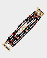 Cape Diablo Halloween Pumpkin Patch Apple Watch Strap | Natural Stones & 14K Gold-Plated Stainless Steel Materials | Small 5.75 - 6.25 Inch Wrist Size | Compatible with 38 - 45mm Apple Watch | AWSSPUMPPATCH