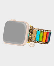 Cape Diablo Chakra Energy Apple Watch Strap | Emperor Jasper, Crystal, Genuine Leather & Alloy Materials | One Size Fits All 6 - 10.5 Inches Adjustable | Compatible with 38 - 45mm Apple Watch | AW1CHAKRAE