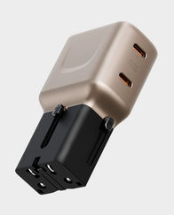 Energea TravelGo Adapter 45 Travel Adapter | 45W PD Fast Charging | Dual USB-C Ports | 25W + 20W Dual Output | Interchangeable International Plugs | Pin-Lock System | 100V-240V Worldwide Compatibility - Gold Black