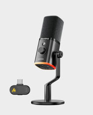Maono PD100W USB Wireless Microphone with Desktop Stand | Dual Mode 2.4Ghz and USB-C | Cardioid Polar Pattern | 40H Battery Life | 7-layer Noise Reduction | One-Click Noise Cancelling | PD100W - Black
