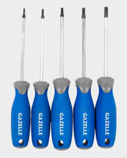 Gazelle G80284 5-Piece Torx Screwdriver Set | Chrome Vanadium Steel | T10x100mm to T30x100mm Sizes | Hardened and Tempered | Ergonomic Comfort-Grip Handle Design