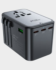 Acefast Z1 GaN Universal Travel Plug Adapter | 2300W AC Output | 75W PD Fast Charging | 3 USB-C and 2 USB-A Fast Charging Ports | EU UK US AU International Plug | Multi-Device Travel Charger - Black