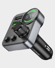 Hoco E86 Alegria Car Charger with Wireless FM Transmitter | 48W Fast Charging | PD30W USB-C + QC3.0 USB-A | TF Card and USB Music Playback | RGB Ambient Light | Digital Display | Hands-Free Calling | Bluetooth 5.4 - Black