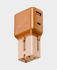 Energea TravelGo Adapter 35 Travel Adapter | 1 USB-C + 1 USB-A | 35W PD Fast Charging | 18W + 18W Dual Output | Interchangeable International Plugs | Pin-Lock System | Compact and Pocket-Friendly Design - Orange