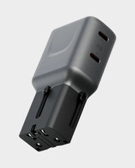 Energea TravelGo Adapter 65 Travel Adapter | Dual USB-C Ports | 65W PD Fast Charging | 45W + 20W Dual Output | Interchangeable International Plugs | Pin-Lock System | 100V-240V Worldwide Compatibility - Gunmetal