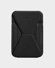 Moft Trackable Snap-On Phone Stand and Wallet | Apple Find My Compatible | MagSafe Ready | Ultra-Thin 0.25in Design | Holds Up to 2 Cards | 3 Viewing Modes | 70dB Alert | Strong 13N Magnetic Attachment - Jet Black