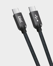 Exact USB-C to USB-C Fast Charging Cable | 60W Power Delivery | 2 Meter Braided Cable | 3A Fast Charging | Charge and Sync Data Transfer | Smart Chip Protection | EX1113 - Black