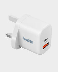 Bazic GoPort Velox 35 GaN Wall Charger | 35W Max Output | 1 USB-C PD 35W | 1 USB-A QC 3.0 30W | PPS Fast Charging | UK Plug - Vanilla
